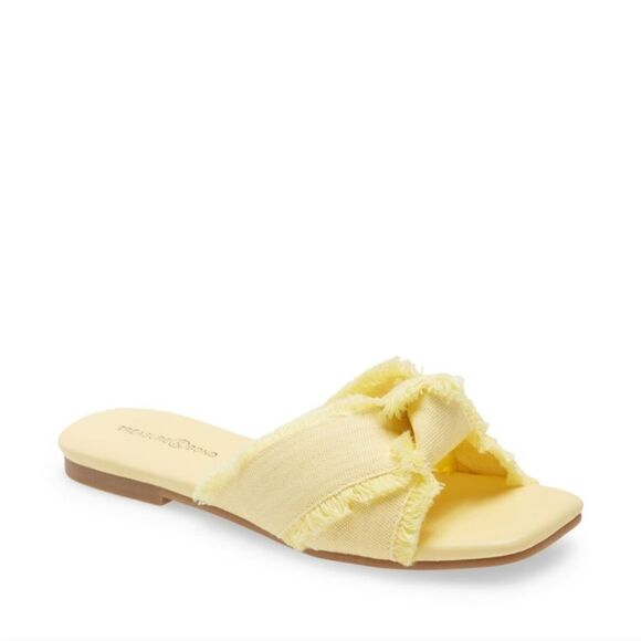 New TREASURE & BOND Jana Slide Sandal light yellow knot flip flop flat size 8.5 - Picture 1 of 5